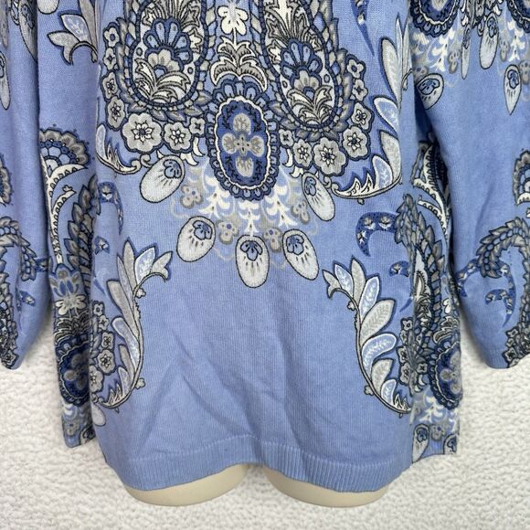 Talbots Audrey 100% Cashmere Sweater XL Blue Paisley Medallion - Picture 4 of 15